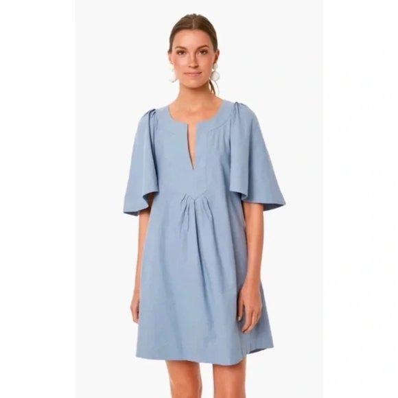 Pomander Place Dresses & Skirts - POMANDER PLACE TUCKERNUCK SLATE BLUE FINLEY FLUTTER SLEEVE MINI DRESS